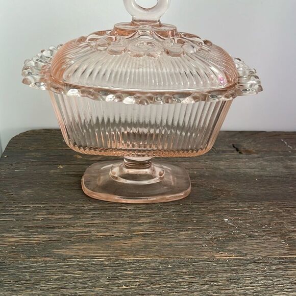 Indiana Glass Vintage Pink Depression Glass Dish Mid Century Modern Made in USA - Picture 9 of 9